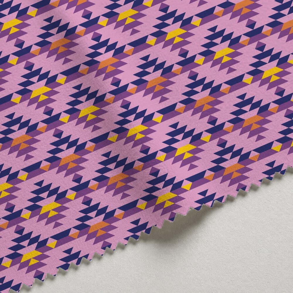 Pink Aztec Velvet Fire Retardant Fabric