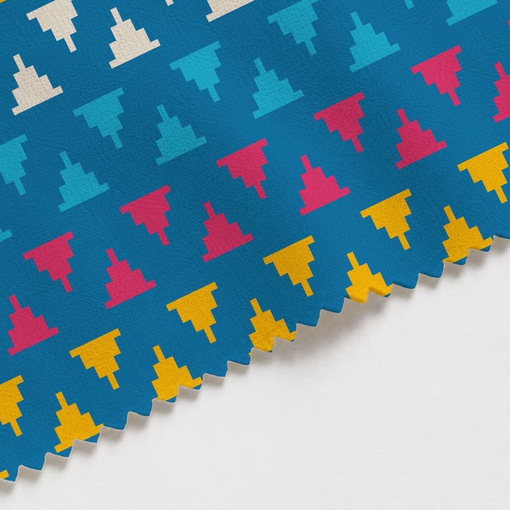 Bright Blue Kilim Suede Waterproof FR Fabric
