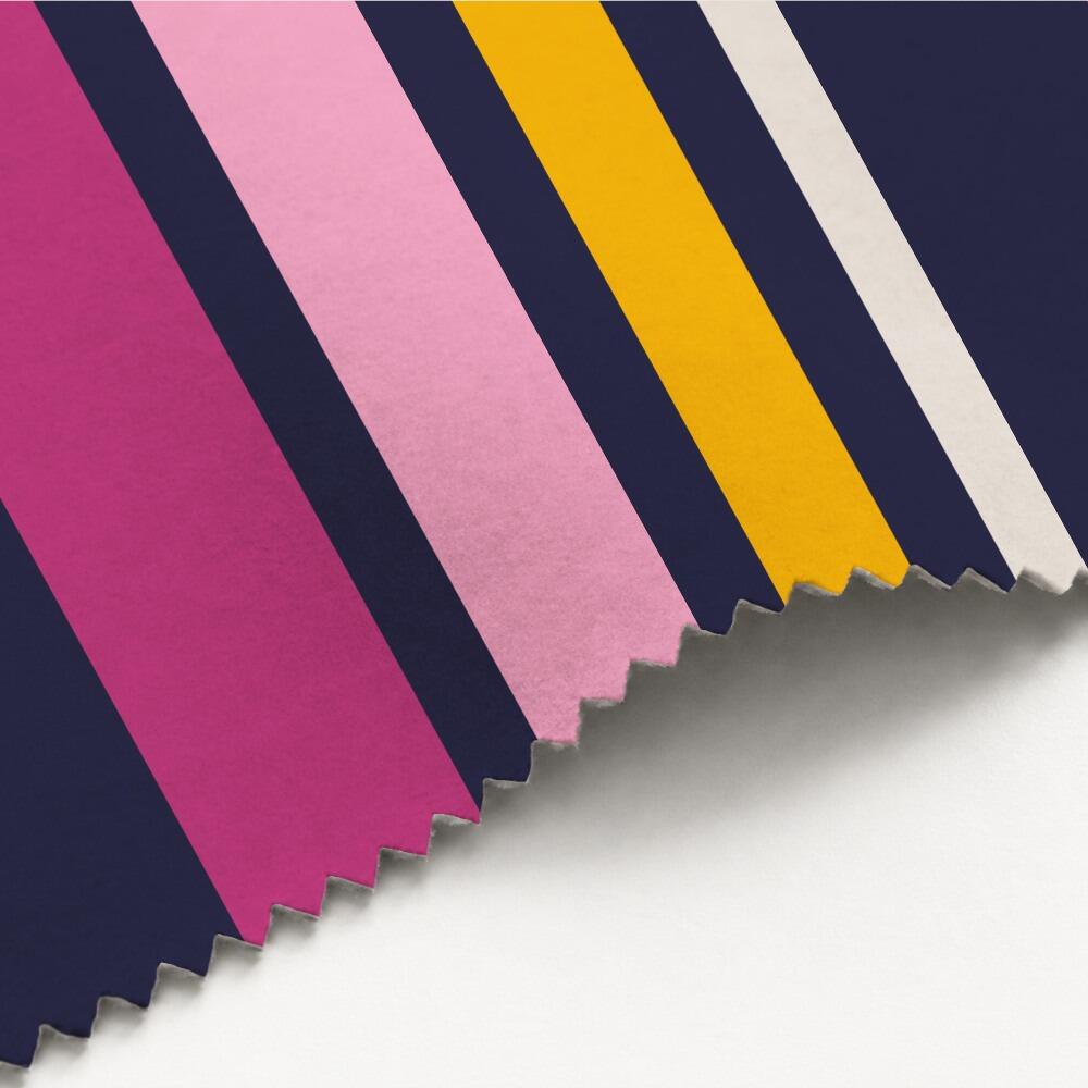 Blue, Pink and Yellow Stripe Luxury Velvet Fabric