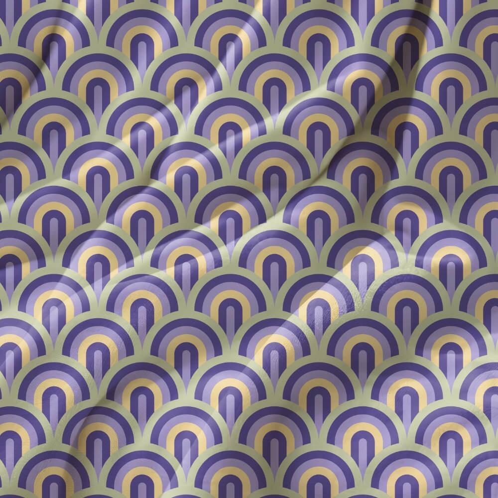 Purple and Green Arches Suede Waterproof FR Fabric