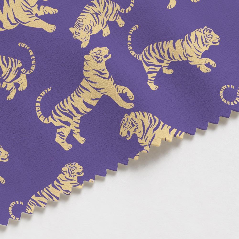 Purple and Yellow Tiger Tantrum Suede Waterproof FR Fabric