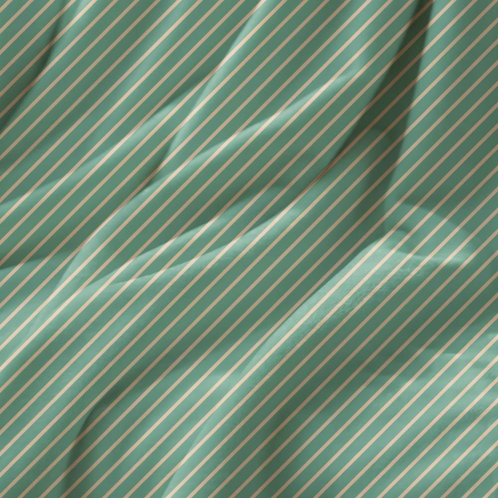 Green and Cream Candy Stripe Suede Waterproof FR Fabric