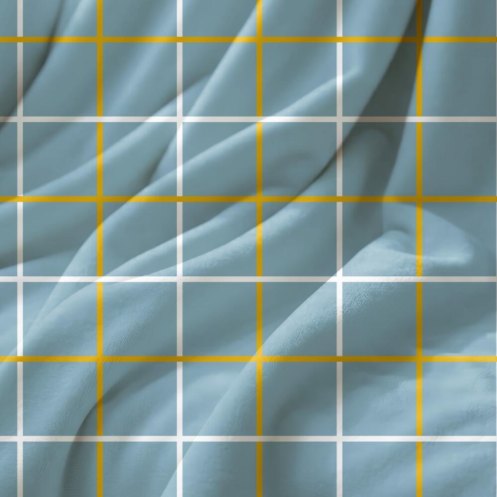 Blue and Yellow Check Velvet Fire Retardant Fabric