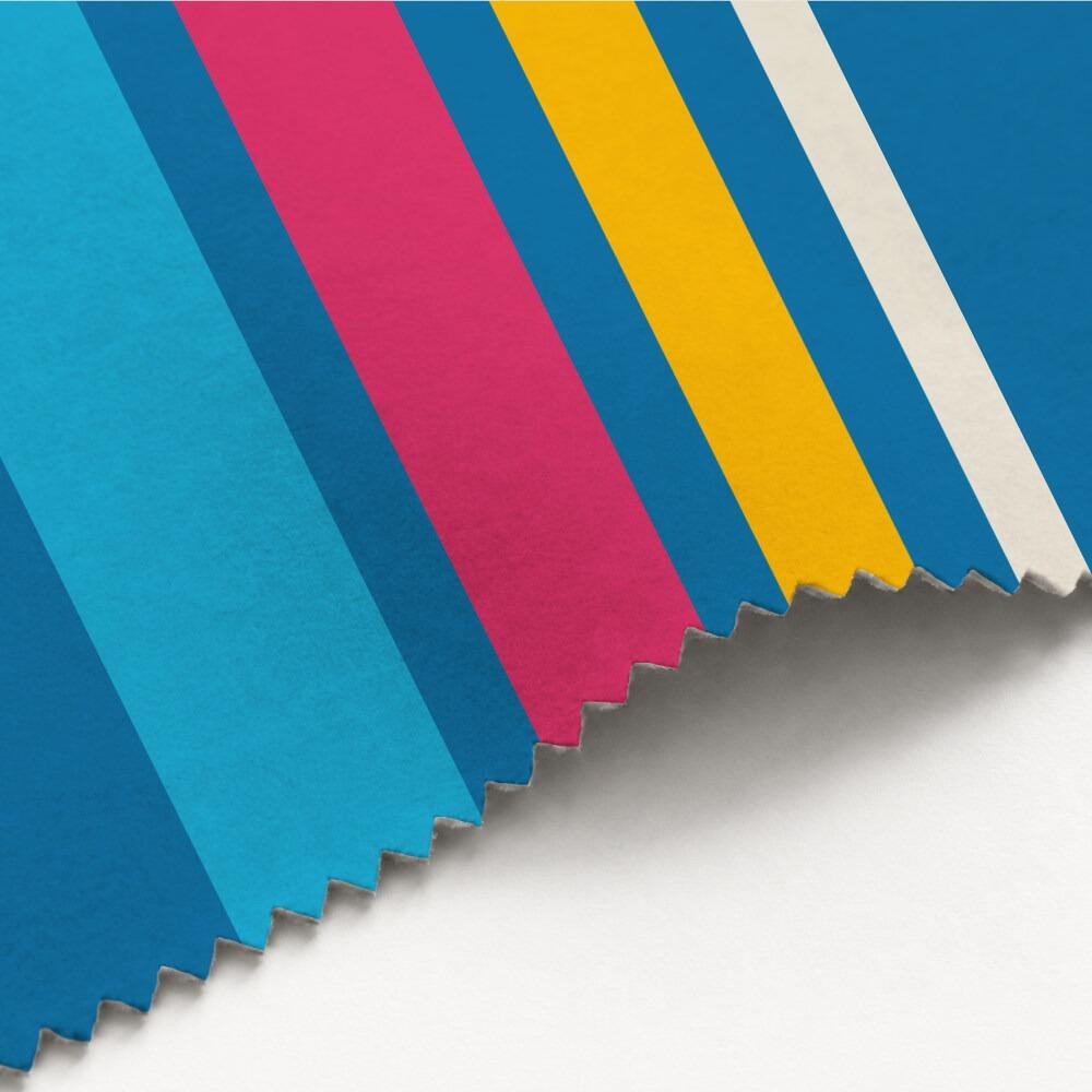 Bright Blue, Pink and Yellow Stripe Luxury Velvet Fabric