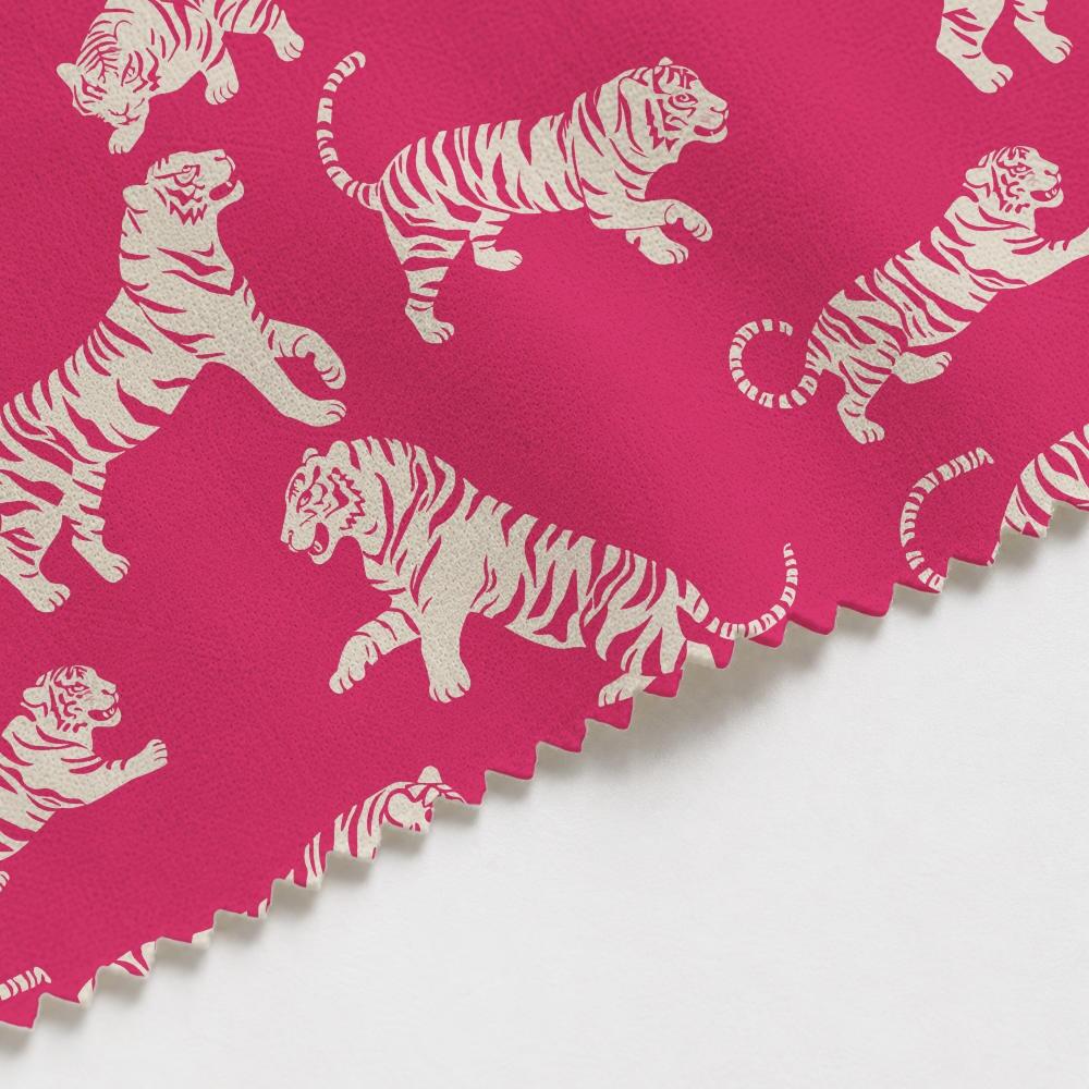Bright Pink Tiger Tantrum Suede Waterproof FR Fabric