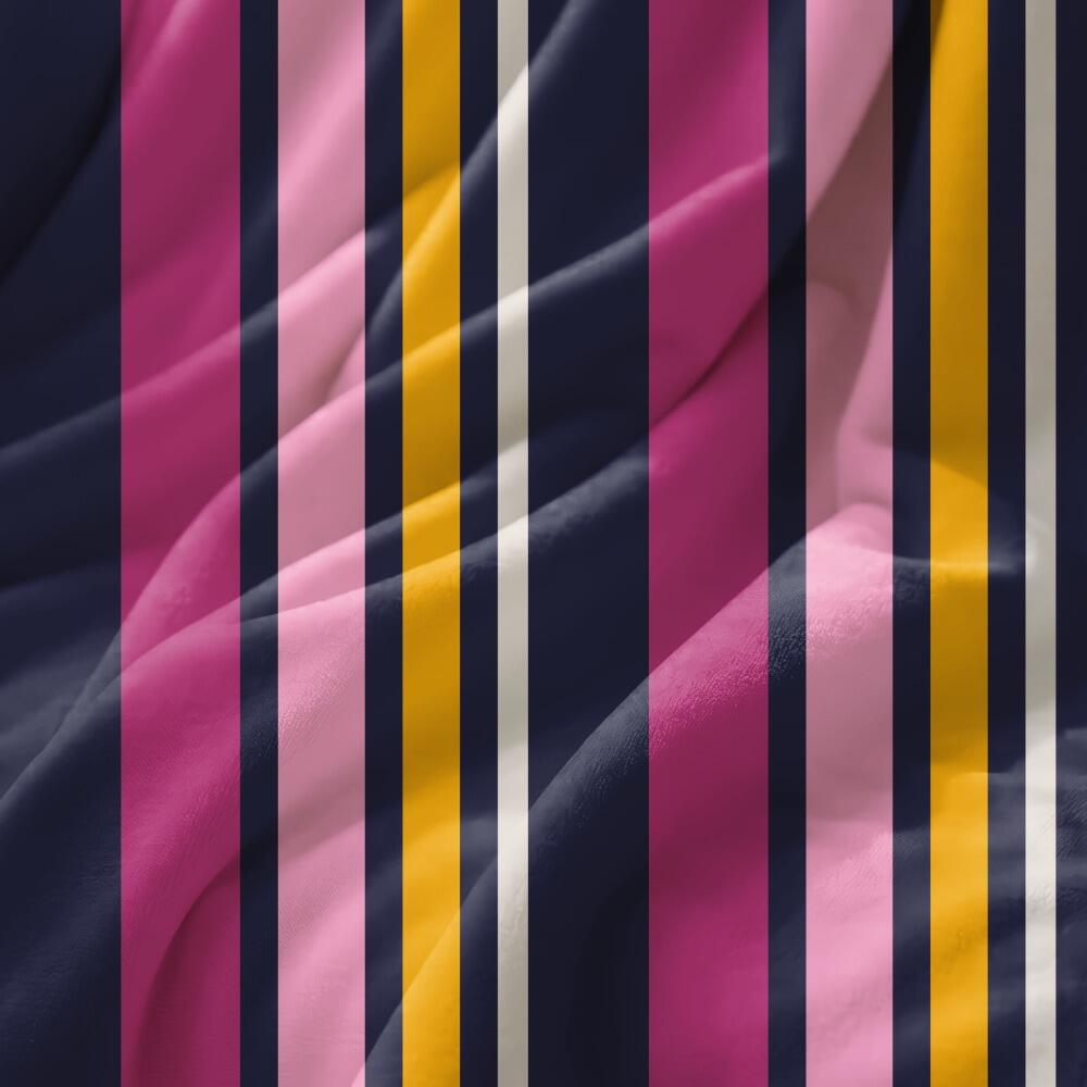 Blue, Pink and Yellow Stripe Luxury Velvet Fabric