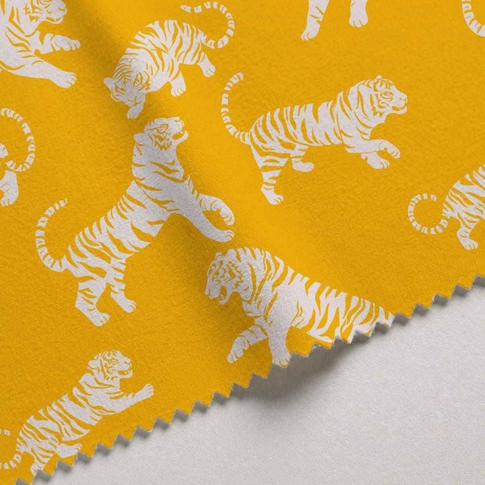 Yellow Tiger Tantrum Velvet Fire Retardant Fabric