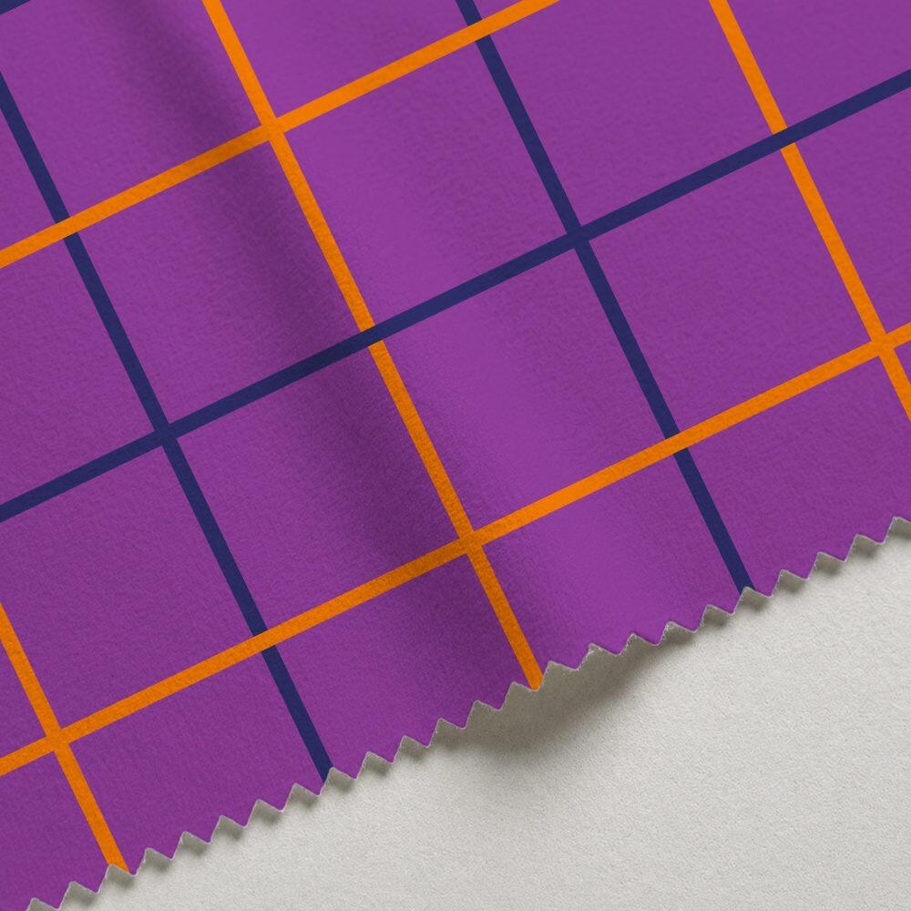 Purple Check Velvet Fire Retardant Fabric