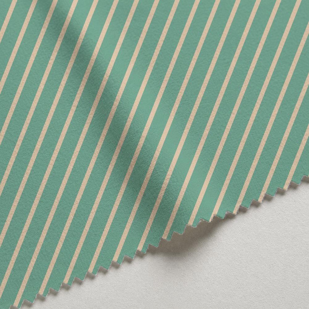 Green and Cream Candy Stripe Velvet Fire Retardant Fabric