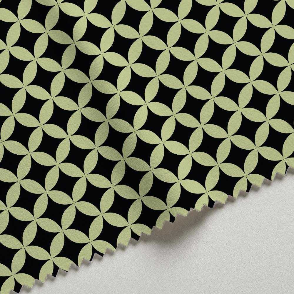 Green Retro Circles Velvet Fire Retardant Fabric