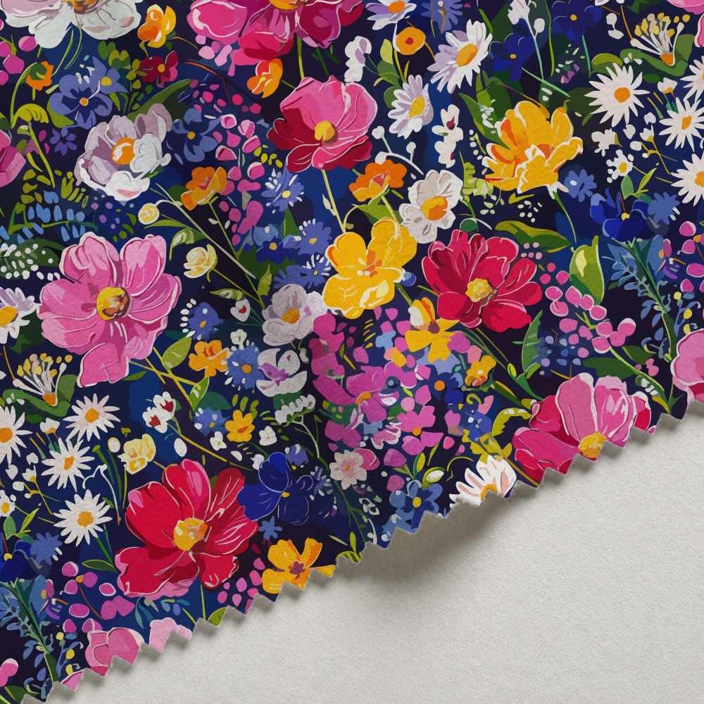 Twilight Blossoms Velvet Fire Retardant Fabric