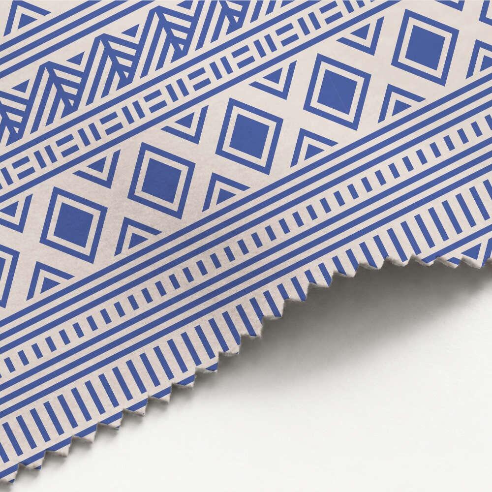 Blue Tribal Stripes Luxury Velvet Fabric