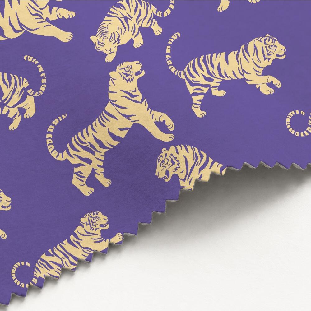 Purple and Yellow Tiger Tantrum Luxury Velvet Fabric