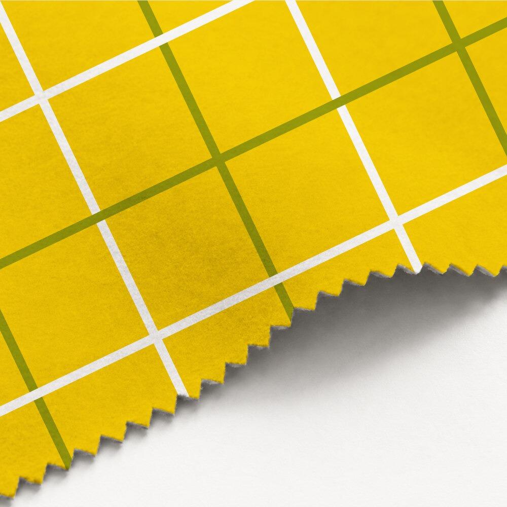 Yellow and Green Check Luxury Velvet Fabric