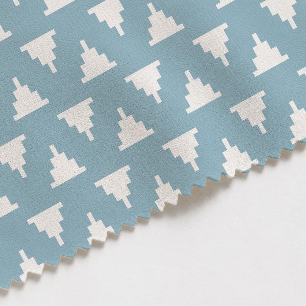 Blue and White Kilim Suede Waterproof FR Fabric