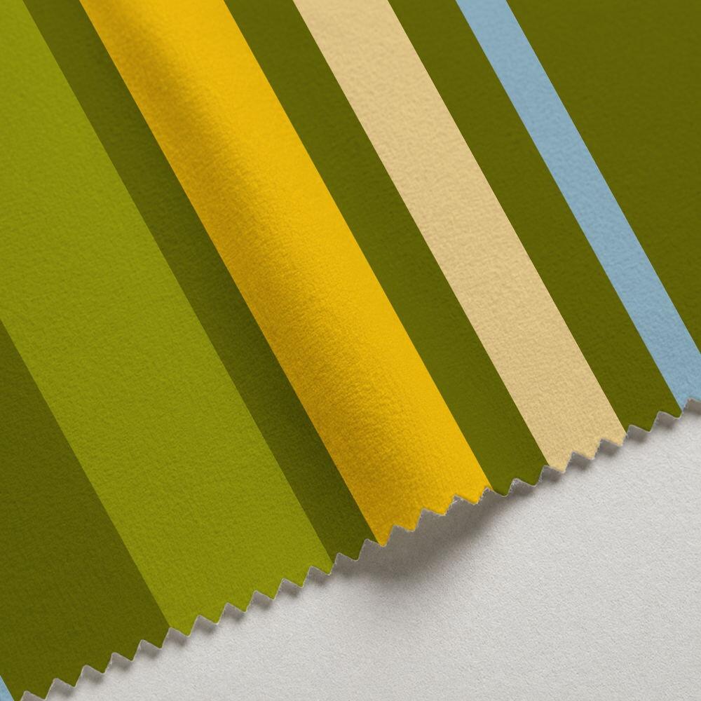 Green and Yellow Stripe Velvet Fire Retardant Fabric