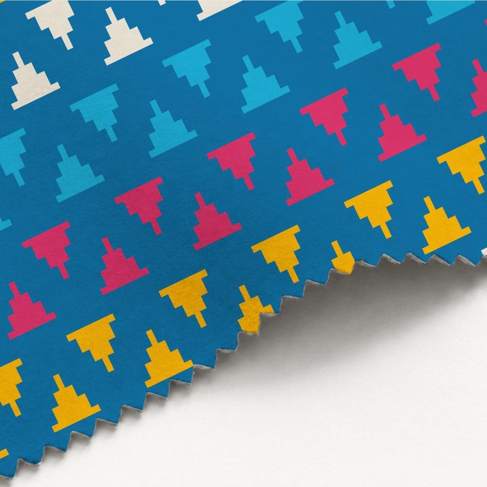 Bright Blue Kilim Luxury Velvet Fabric