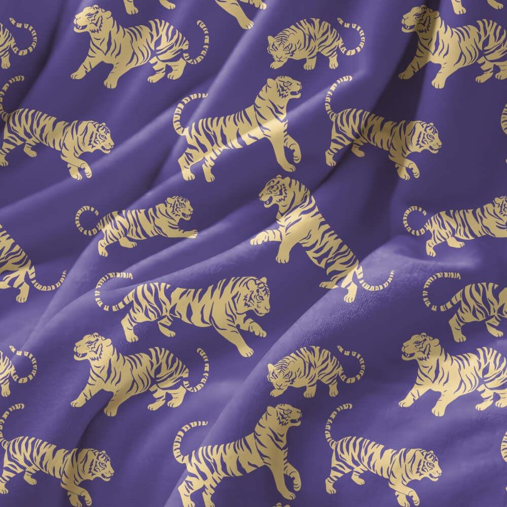 Purple and Yellow Tiger Tantrum Luxury Velvet Fabric