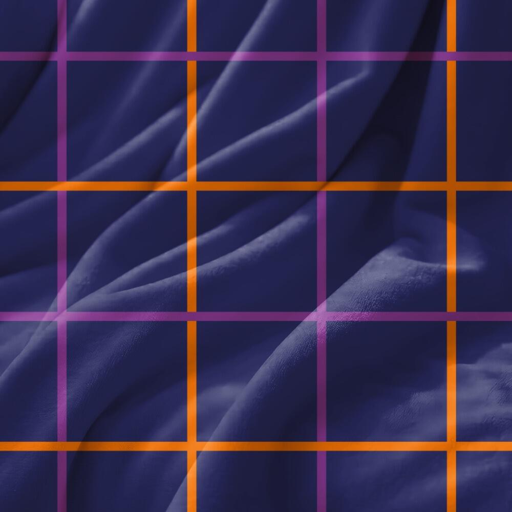 Blue and Orange Check Suede Waterproof FR Fabric