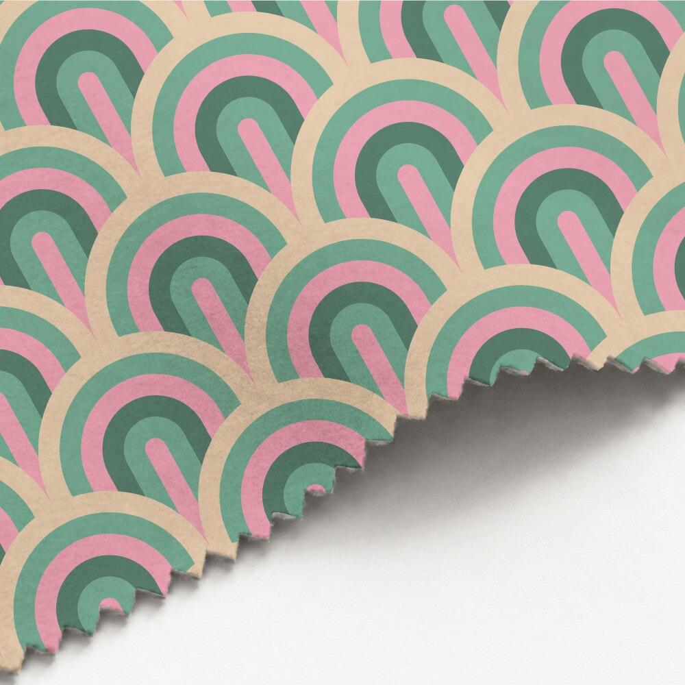 Green and Pink Arches Luxury Velvet Fabric