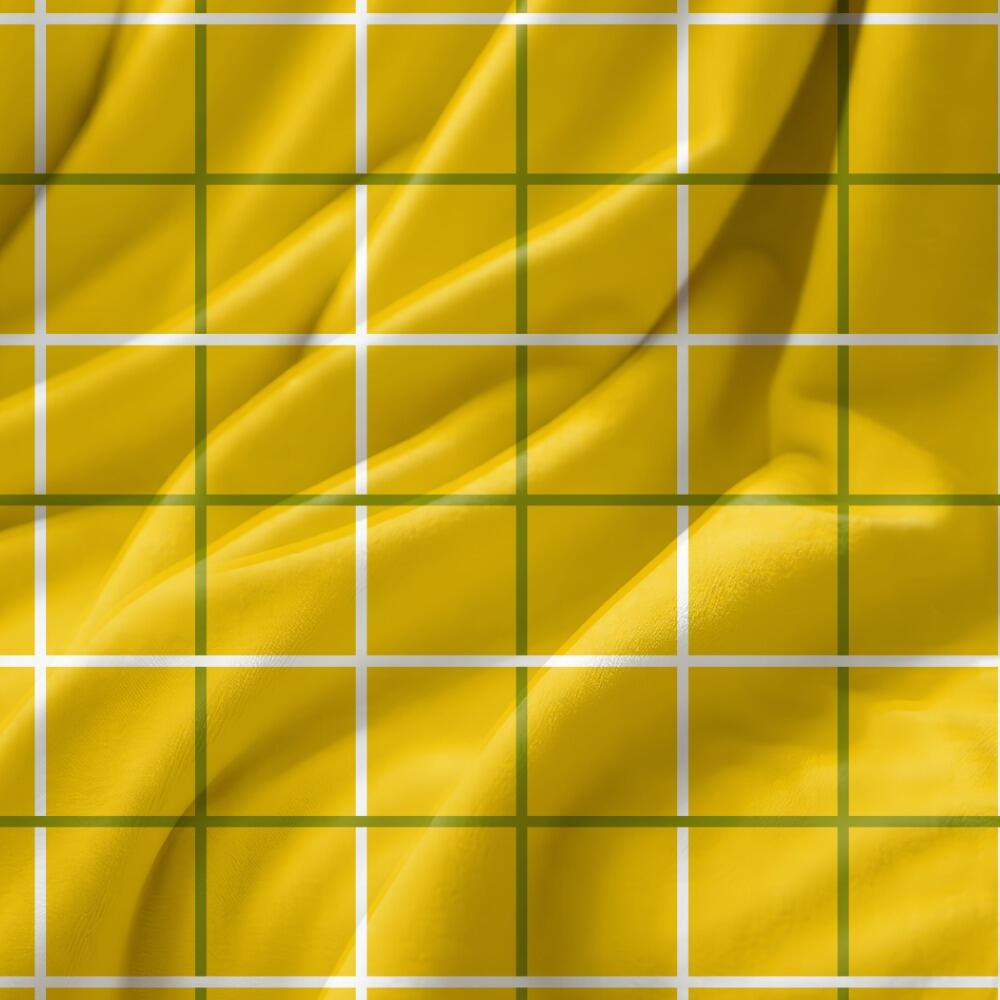 Yellow and Green Check Luxury Velvet Fabric
