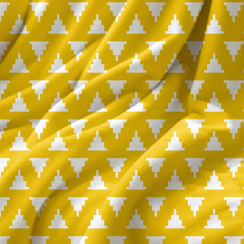 Yellow and White Kilim Suede Waterproof FR Fabric