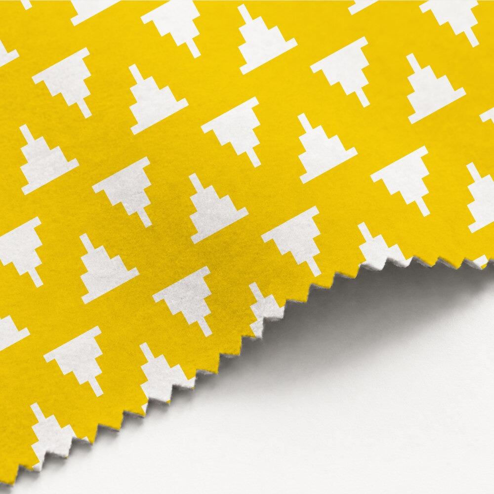 Yellow and White Kilim Luxury Velvet Fabric