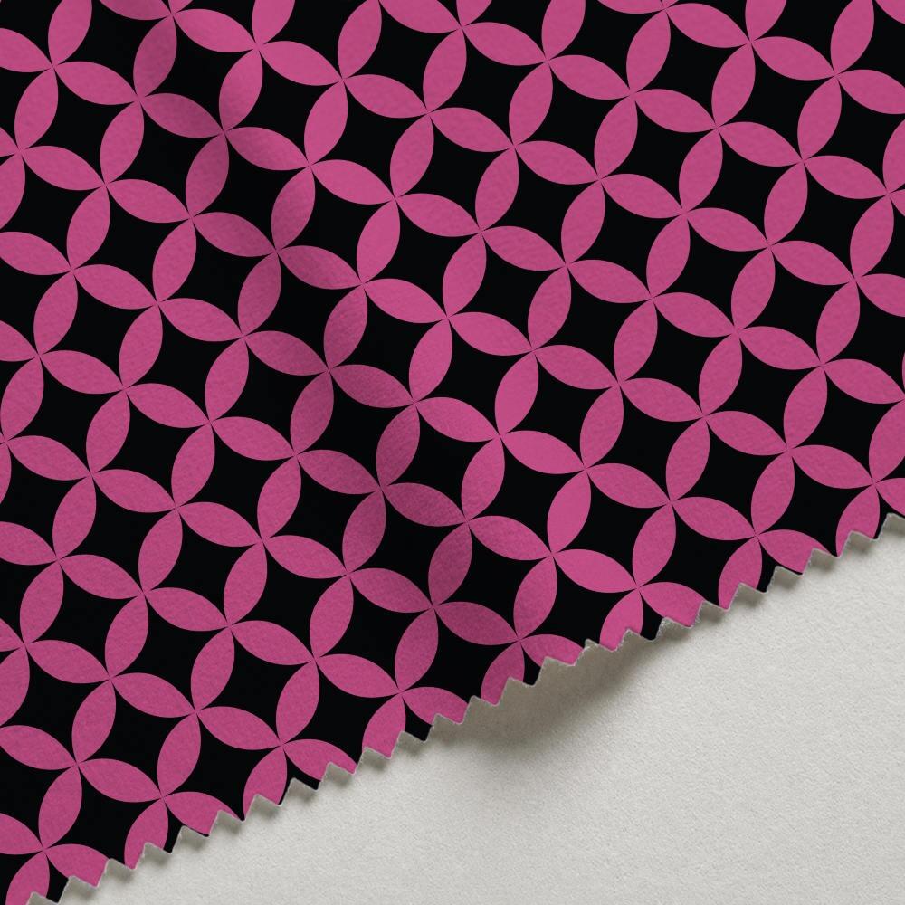 Pink Retro Circles Velvet Fire Retardant Fabric