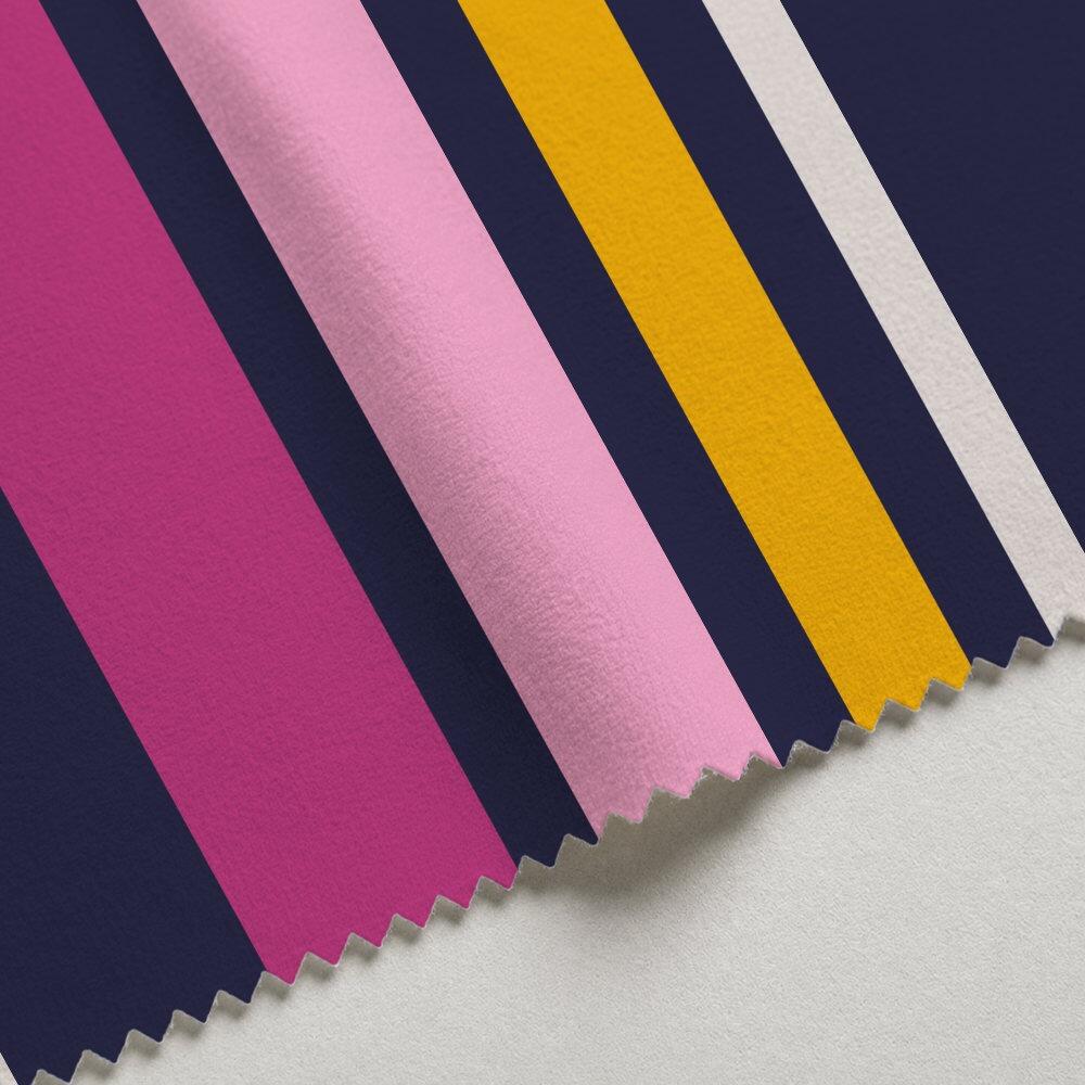 Blue, Pink and Yellow Stripe Velvet Fire Retardant Fabric