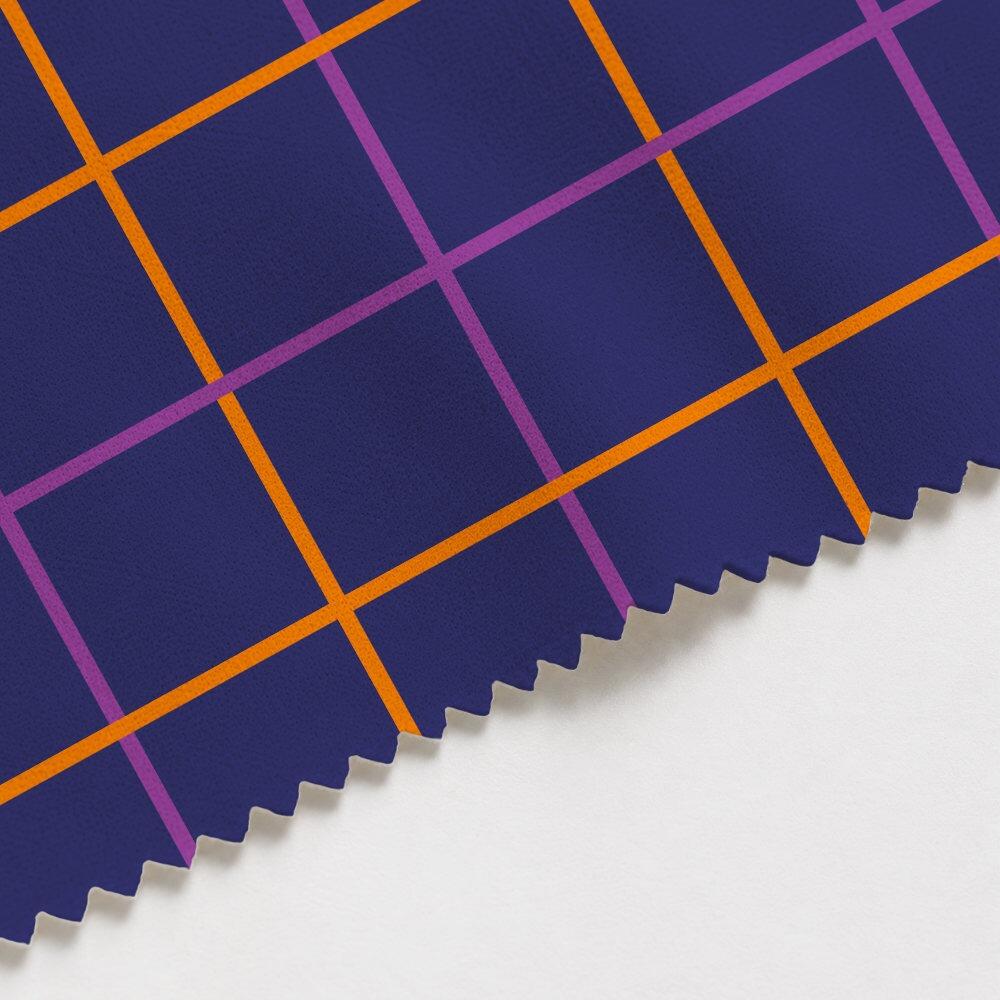 Blue and Orange Check Suede Waterproof FR Fabric