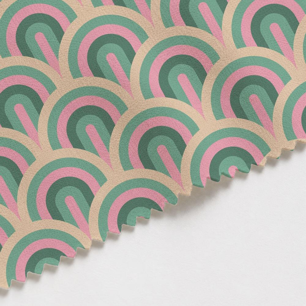 Green and Pink Arches Suede Waterproof FR Fabric