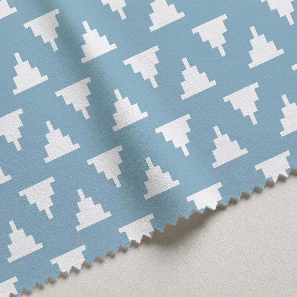 Blue and White Kilim Velvet Fire Retardant Fabric