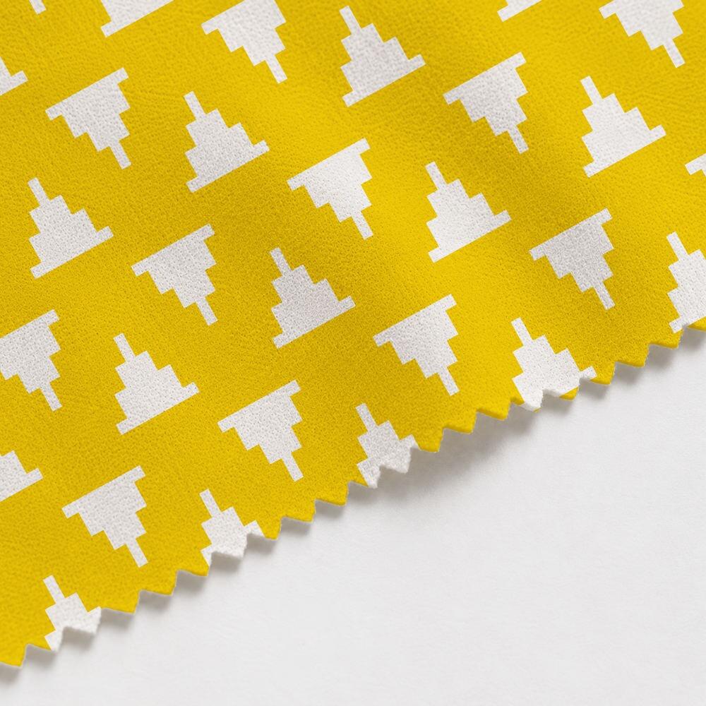 Yellow and White Kilim Suede Waterproof FR Fabric