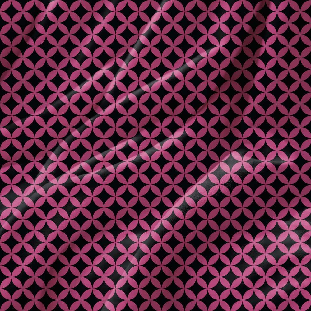 Pink Retro Circles Velvet Fire Retardant Fabric