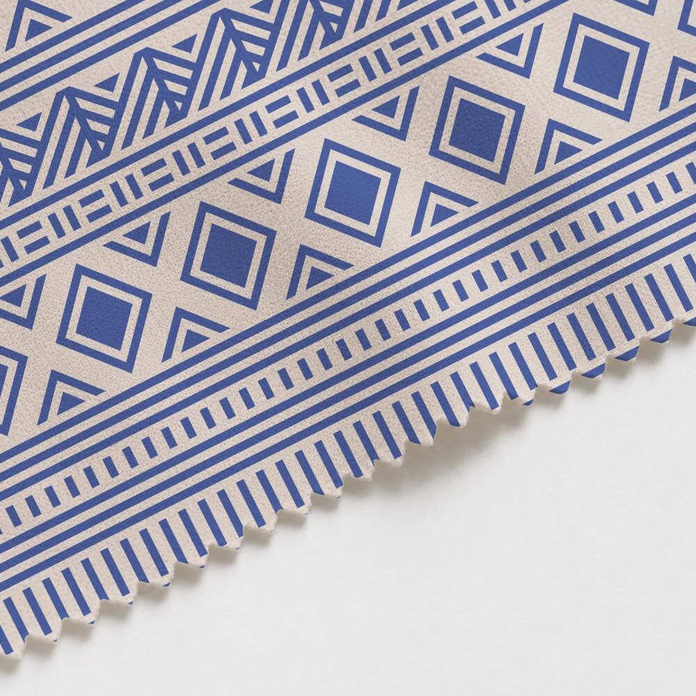 Blue Tribal Stripes Suede Waterproof FR Fabric