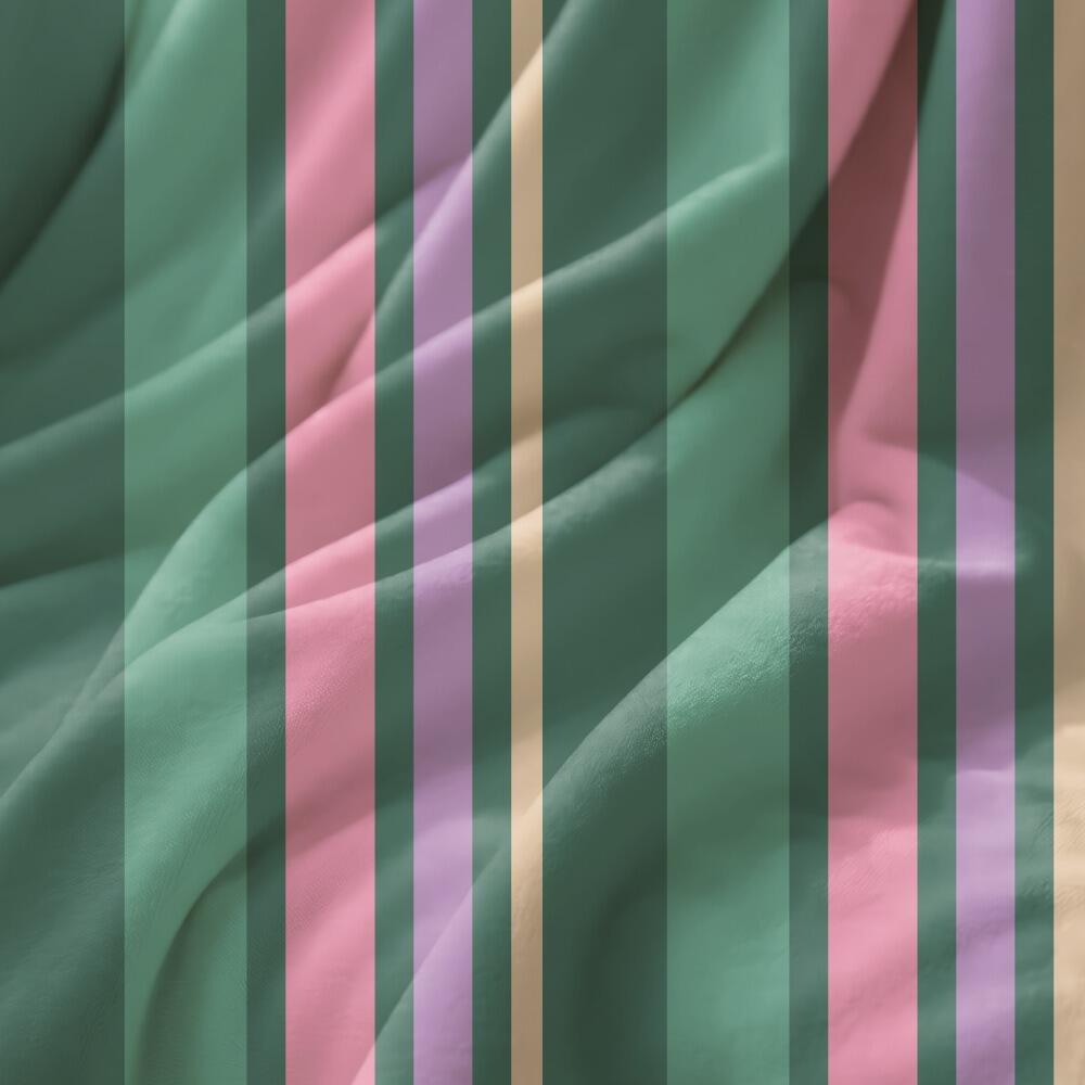 Green and Pink Stripe Velvet Fire Retardant Fabric