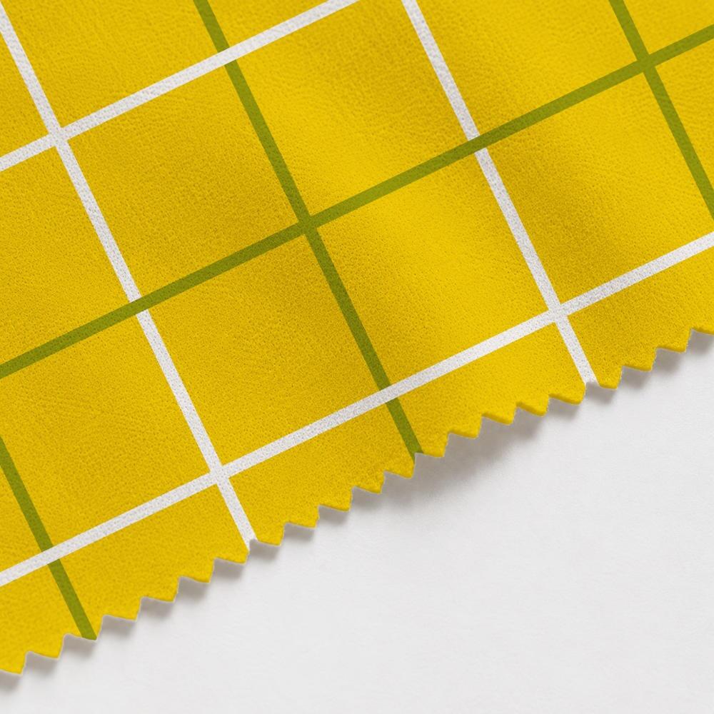 Yellow and Green Check Suede Waterproof FR Fabric