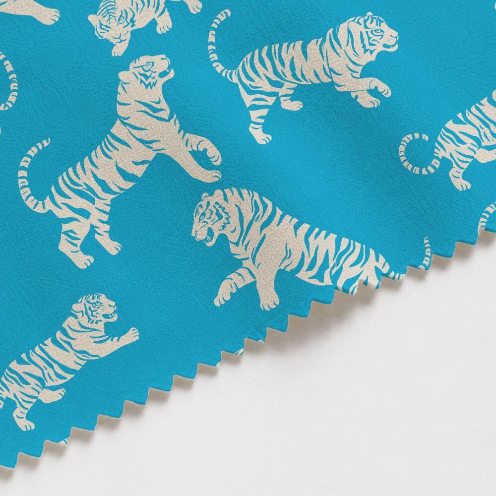 Bright Blue Tiger Tantrum Suede Waterproof FR Fabric