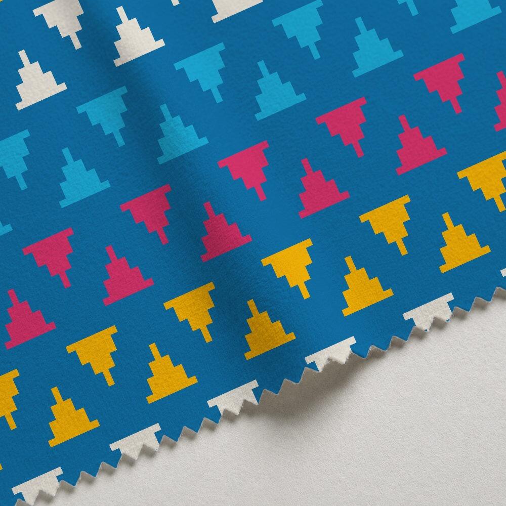 Bright Blue Kilim Velvet Fire Retardant Fabric