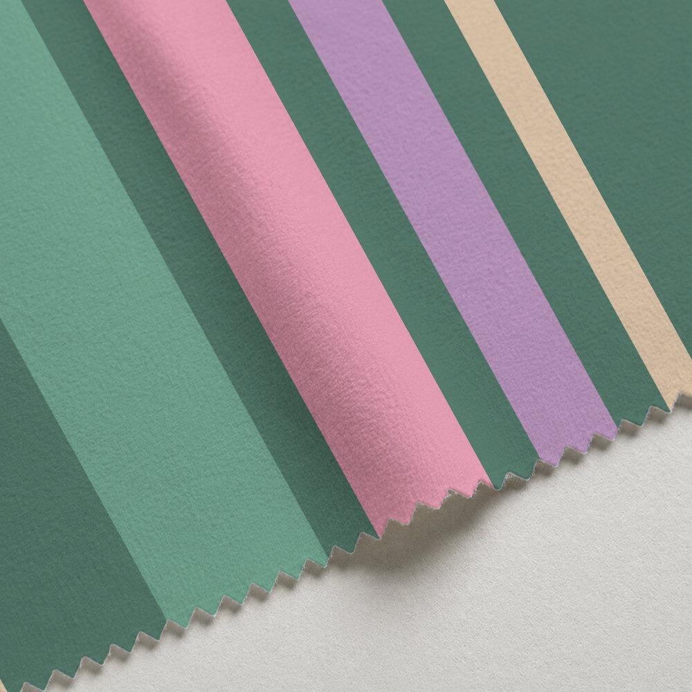Green and Pink Stripe Velvet Fire Retardant Fabric