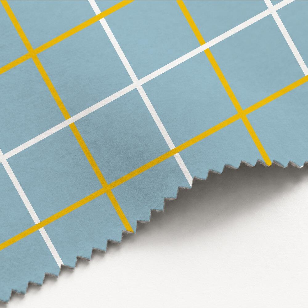 Blue and Yellow Check Luxury Velvet Fabric