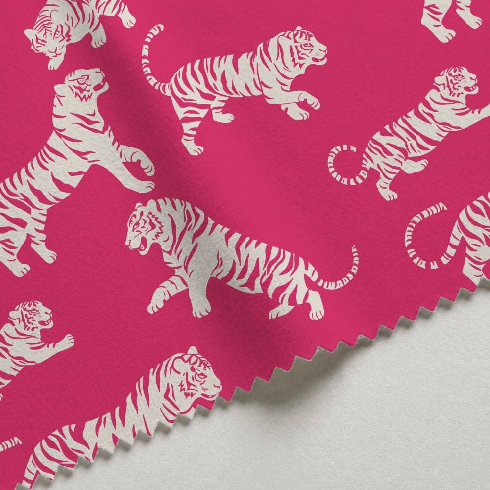 Bright Pink Tiger Tantrum Velvet Fire Retardant Fabric