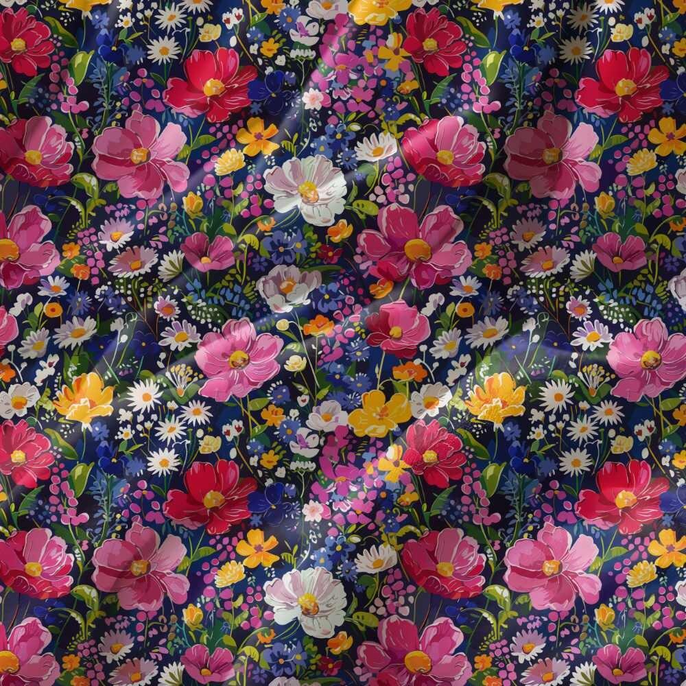 Twilight Blossoms Suede Waterproof FR Fabric