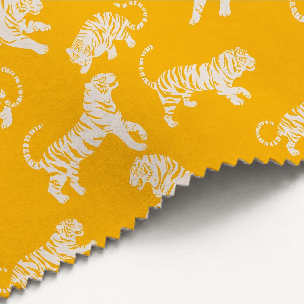 Yellow Tiger Tantrum Luxury Velvet Fabric