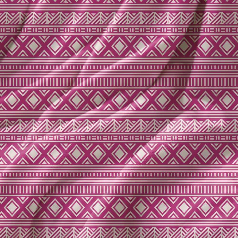 Magenta Tribal Stripes Luxury Velvet Fabric