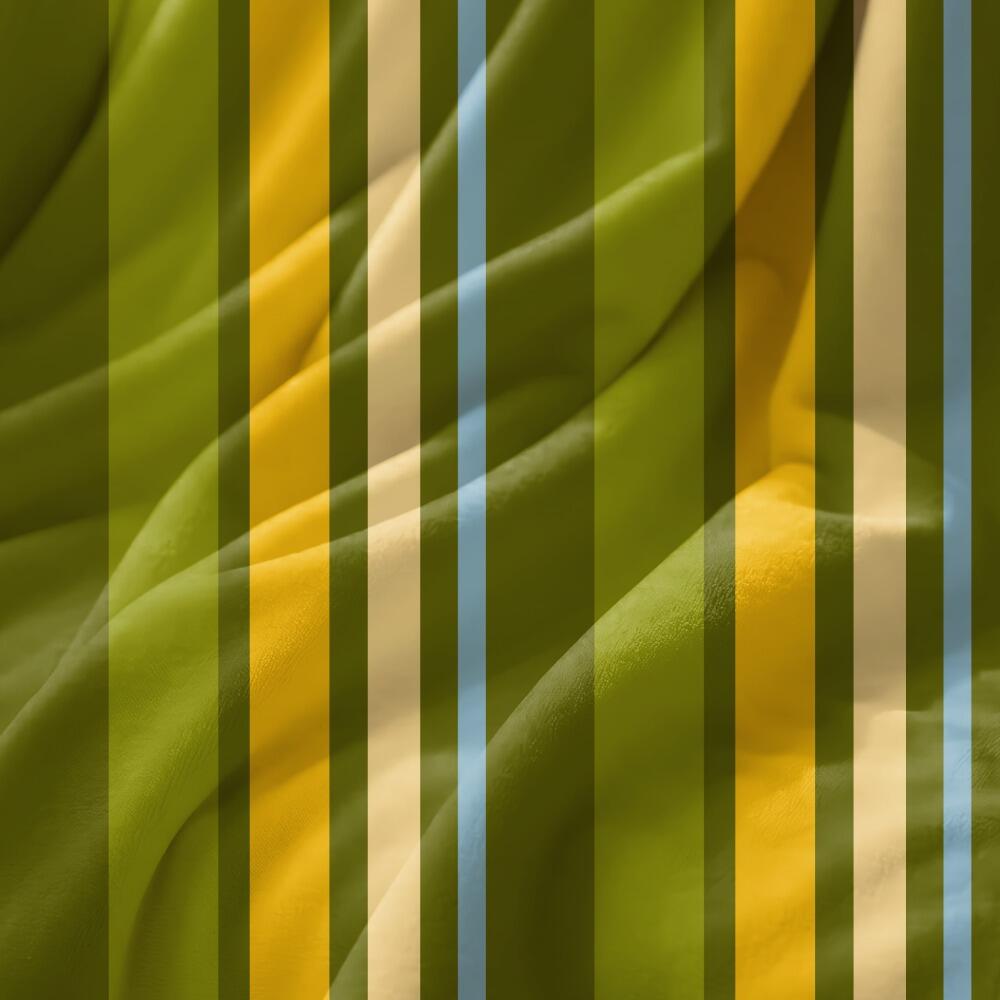 Green and Yellow Stripe Luxury Velvet Fabric