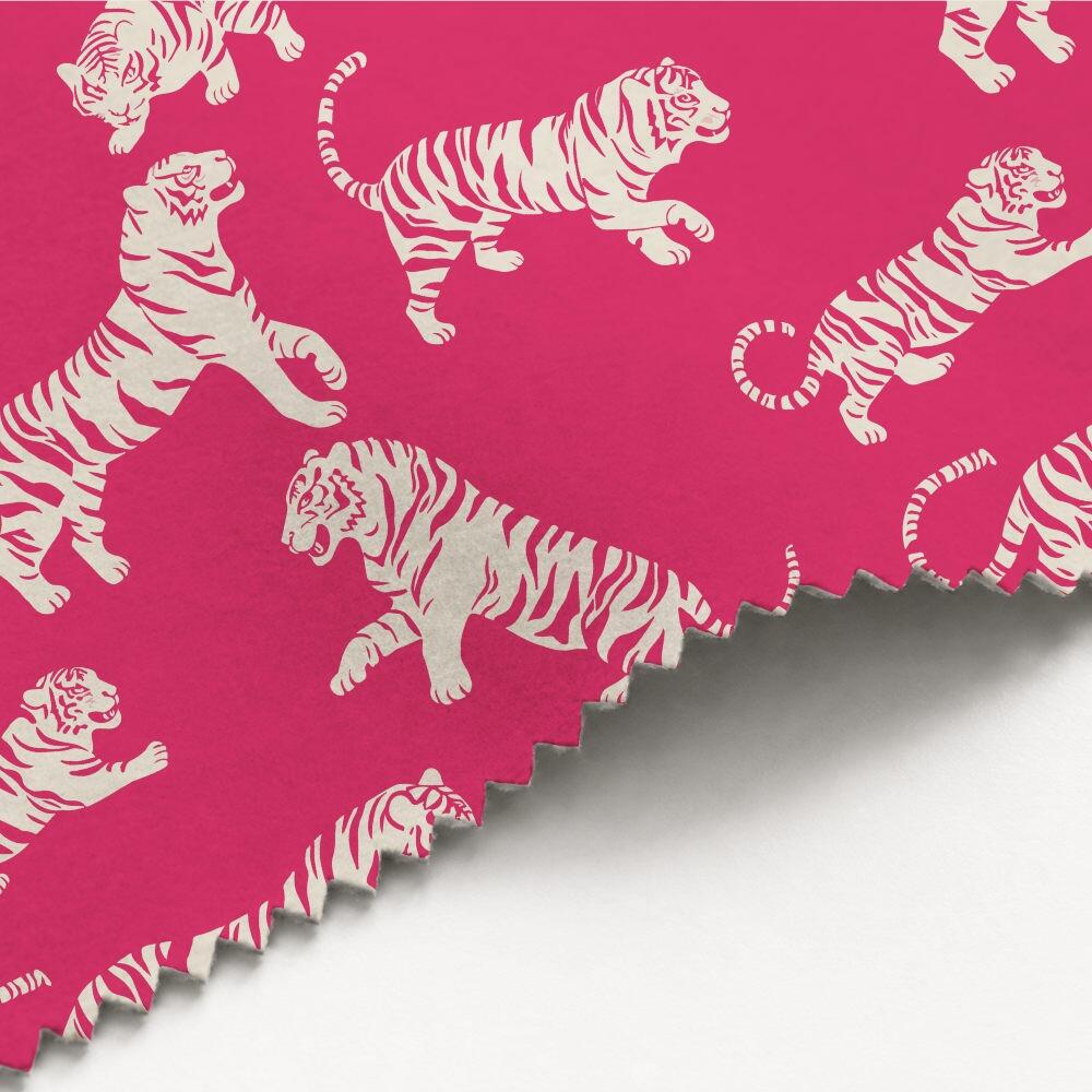 Bright Pink Tiger Tantrum Luxury Velvet Fabric