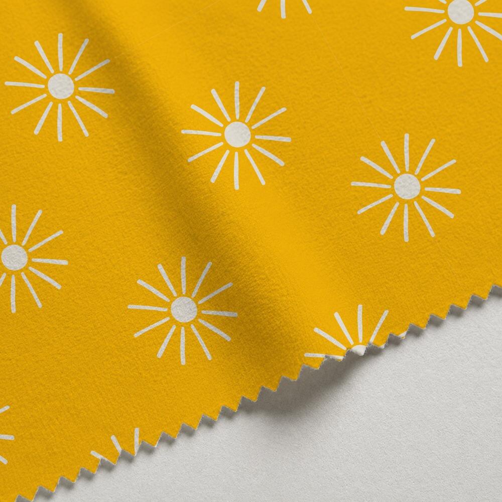 Yellow Sunburst Velvet Fire Retardant Fabric