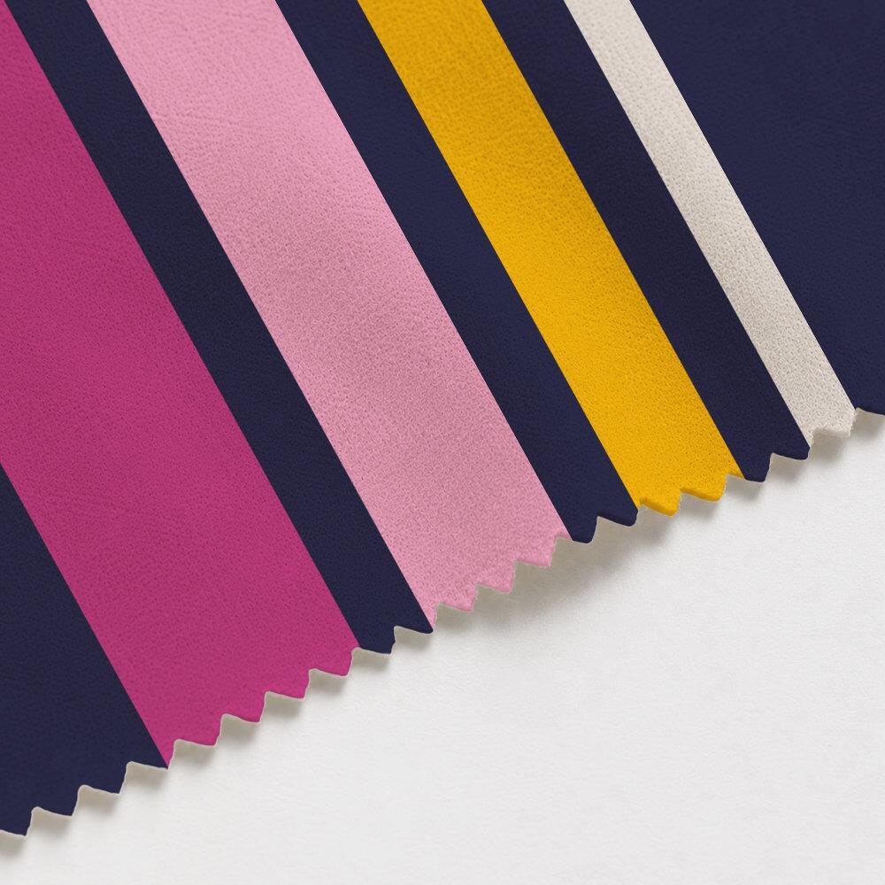 Blue, Pink and Yellow Stripe Suede Waterproof FR Fabric