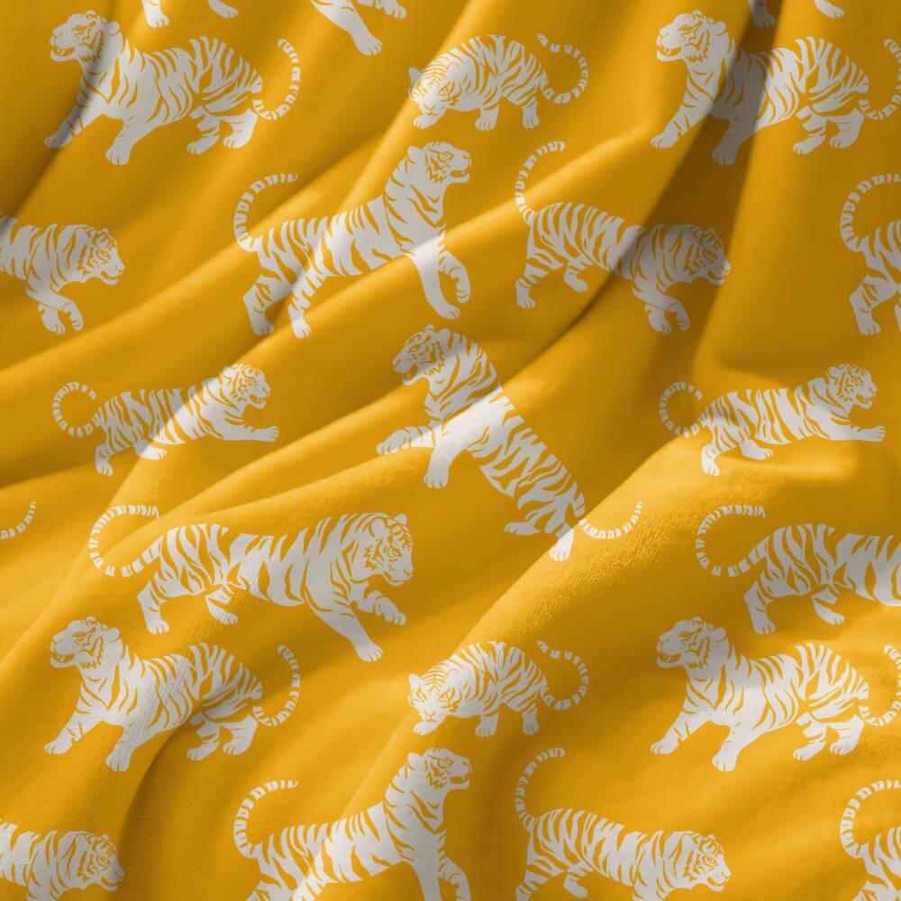 Yellow Tiger Tantrum Luxury Velvet Fabric